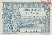 Francia Ticket 1 Franc Exposition Universelle de PARIS - 1900 - valant ticket entr�e aux Jeux Olympiques
