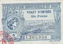 Francia Ticket 1 Franc Exposition Universelle de PARIS - 1900 - valant ticket entr�e aux Jeux Olympiques