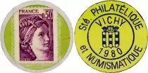 Francia Timbre monnaie - 50 centimes - Soci&eacute;t&eacute; philat&eacute;lique et numismatique - Vichy - 1980