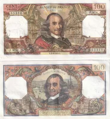 Frankreich  100 Francs - Corneille -03-06-1976 - Serial F.974