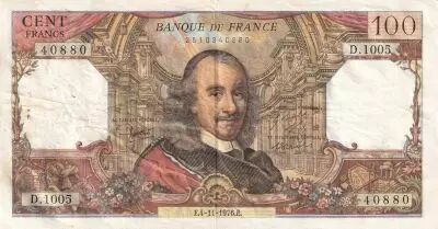 Frankreich  100 Francs - Corneille -03-06-1976 - Serial F.974