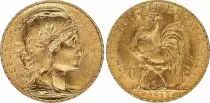 Frankreich  20 Francs, Marian - Rooster 1911 - Gold