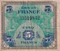 Frankreich  5 Francs - Allied Military Currency - Flag- 1944 - Without serial - VG to F - P.115