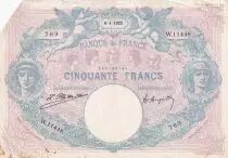 Frankreich  50 Francs - Blue and Rose - 06-01-1925 - Serial W.11448 - P.64
