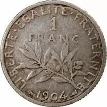 Frankreich  Sower - 1 Silver Franc - 1904 Paris
