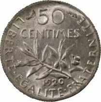 Frankreich  Sower - 50 Silver Centimes - 1920 Paris