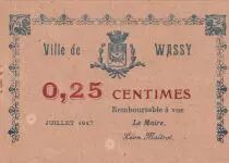 Frankreich 0.25 cents - City of Wassy - October 1916