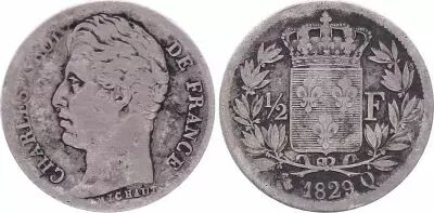 Frankreich 1/2 Franc Charles X - 1829 Q Perpignan