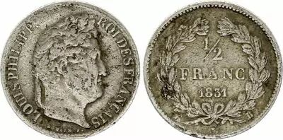 Frankreich 1/2 Franc Louis-Philippe 1er - 1831 B Rouen - Silver