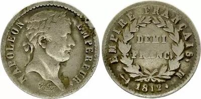 Frankreich 1/2 Franc Napoleon I - 1812 M Toulouse - Silver