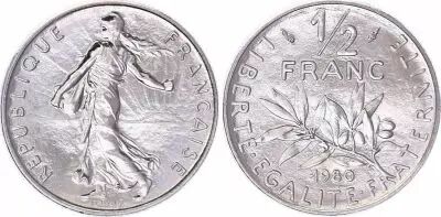 Frankreich 1/2 Franc Seed sower - 1980 - UNC