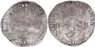 Frankreich 1/4 Ecu Henri III -  Silver - 1580 H La Rochelle