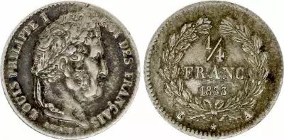 Frankreich 1/4 Franc Louis Philippe I - 1833 A Paris