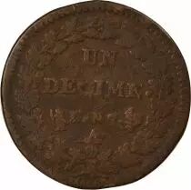 Frankreich 1 D&eacute;cime - Surfrappe sur 2 d&eacute;cimes  - Dupr&eacute; - Directoire An 4 A Paris (1796)