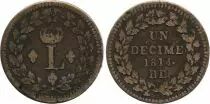 Frankreich 1 Decime Louis XVIII - Strasbourg Blockade - 1814 BB