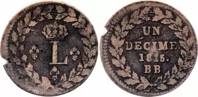 Frankreich 1 Decime Louis XVIII - Strasbourg Blockade - 1815 BB - bump