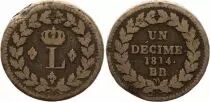 Frankreich 1 Decime Louis XVIII- Strasbourg Blockade - 1814 BB point after 1814