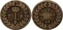 Frankreich 1 Decime Louis XVIII- Strasbourg Blockade - 1815 BB without point