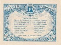 Frankreich 1 Franc - Annonay Chamber of Commerce - August 31, 1914 - Unissued