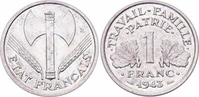 Frankreich 1 Franc , Bazor Etat fran�ais- 1943 - SUP+