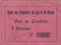 Frankreich 1 Franc - Bon de cantine - D�p�t des prisonniers de guerre de Nevers