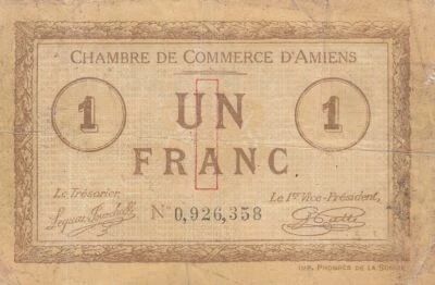Frankreich 1 Franc - Chamber of Commerce - Amiens - 1915