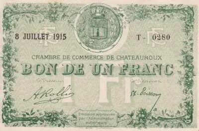 Frankreich 1 Franc - Chamber of Commerce - Ch�teauroux - 1915 - S�rie T 0280