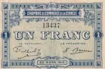 Frankreich 1 Franc - Chamber of Commerce - Corr&egrave;ze - 1915