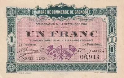 Frankreich 1 Franc - Chamber of commerce - Grenoble - S�rie 105
