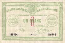 Frankreich 1 Franc - Chambre de commerce - Boulogne sur Mer - 14-08-1914 - S&eacute;rie B1
