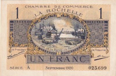 Frankreich 1 Franc - Chambre de Commerce - La Rochelle - Septembre 1920 - S�rie A