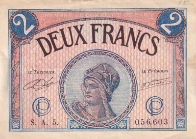 Frankreich 1 Franc - Chambre de commerce - Paris - 10-03-1920 - S�rie S.A5