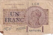 Frankreich 1 Franc - Chambre de commerce - Paris - 10-03-1920 - S&eacute;rie S.G11