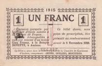 Frankreich 1 Franc - Chambre de commerce d\'Amiens - 1915 - P.7-36