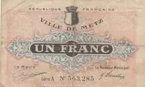 Frankreich 1 franc - Chambre de commerce de Metz - Serial A - 1918