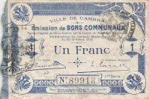 Frankreich 1 Franc - City of Cambrai - 30-10-1914 - 1st printing