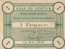 Frankreich 1 Franc - City of Vertus - 15-05-1916