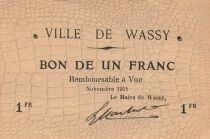 Frankreich 1 Franc - City of Wassy - November 1915