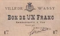 Frankreich 1 Franc - City of Wassy - October 1915