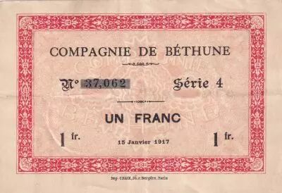 Frankreich 1 Franc - Compagnie de B�thune - 15-01-1917 - S�rie 4