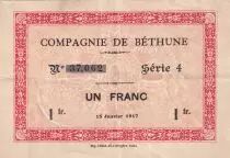 Frankreich 1 Franc - Compagnie de B&eacute;thune - 15-01-1917 - S&eacute;rie 4