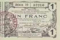 Frankreich 1 Franc - Laon - Regional Coupon - 16-06-1916 - Serial 19