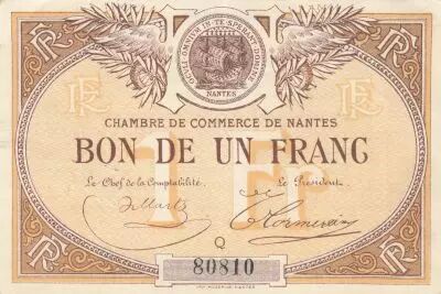 Frankreich 1 Franc - Nantes - Chamber of Commerce - 1918 - Serial Q