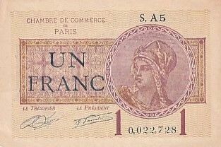 Frankreich 1 Franc - Paris Chamber of Commerce - 1920 - S.A5