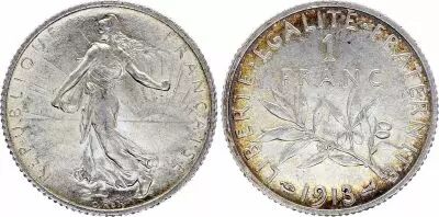 Frankreich 1 Franc - Semeuse - 1913 - Silver
