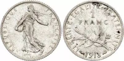 Frankreich 1 Franc - Sower - 1913 - Silver
