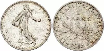 Frankreich 1 Franc - Sower - 1914 - Silver