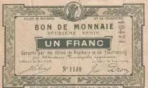 Frankreich 1 Franc -Ville -  Roubaix-Tourcoing  - 2&egrave;me s&eacute;rie