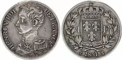 Frankreich 1 Franc Henri V - 1831 - Silver - VF