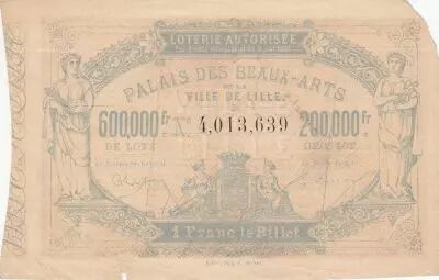 Frankreich 1 Franc Loterie Palais des Beaux-Arts de Lille - 1882 - VF